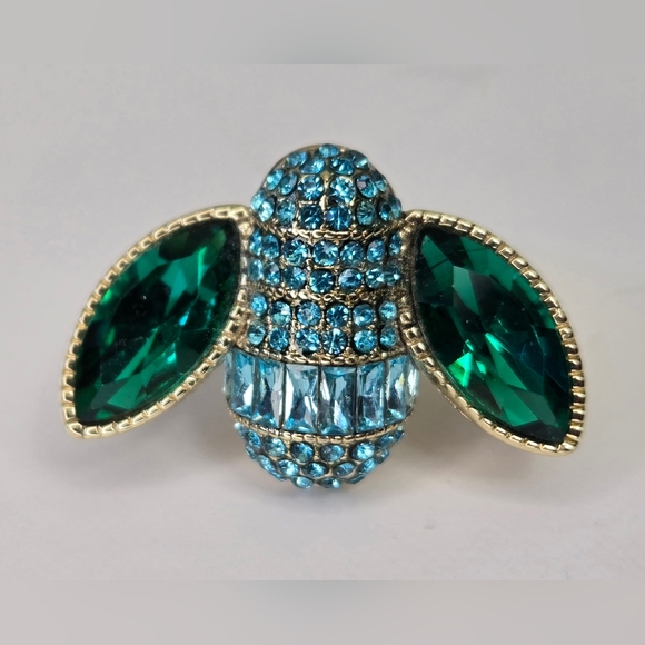 Vintage 1990s‎ HEIDI DAUS "Bee-Uteous" (Erinite/Aqua) Ring, Size 8 - Picture 2 of 4
